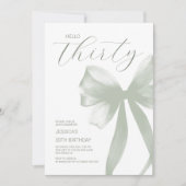 Invitation Bonjour Trente Elégante Bow Green 30e Anniversaire (Devant)