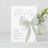 Invitation Bonjour Trente Elégante Bow Green 30e Anniversaire (Debout devant)