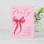 Invitation Bonjour Trente Moderne Bow rose 40e Anniversaire f (Debout devant)