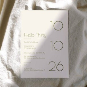 Invitation Bonjour Trente Moderne Minimaliste 30e Anniversair