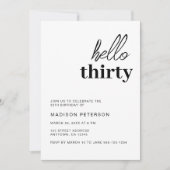 Invitation Bonjour Trente moderne Noir & Blanc fête d'anniver (Devant)