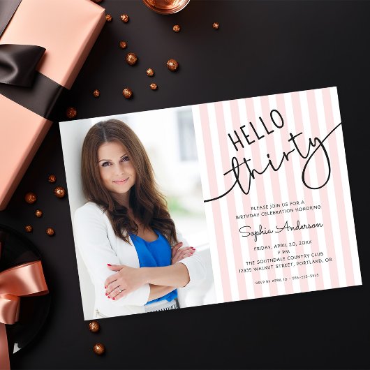 Invitation Bonjour Trente Photo De Script Moderne 30e Anniver