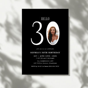 Invitation Bonjour Trente Photo noir et blanc 30e anniversair