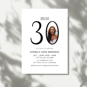 Invitation Bonjour Trente Photo noir et blanc 30e anniversair