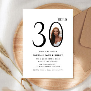 Invitation Bonjour Trente Photo noir et blanc 30e anniversair