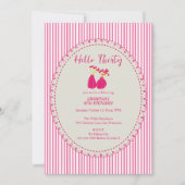 Invitation Bonjour Trente Rayures Florales Vintage 30e Annive (Devant)