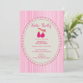 Invitation Bonjour Trente Rayures Florales Vintage 30e Annive (Debout devant)