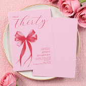 Invitation Bonjour Trente rose Bow moderne 30e fête d'anniver