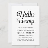 Invitation Bonjour Vingt Moderne Rétro 20e Anniversaire (Devant)