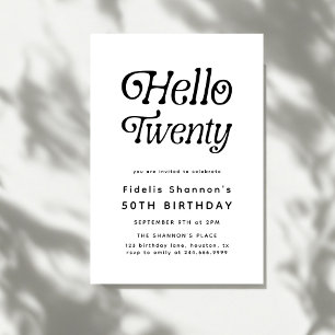 Invitation Bonjour Vingt Moderne Rétro 20e Anniversaire
