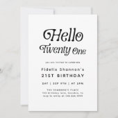 Invitation Bonjour Vingt Moderne Rétro 21e Anniversaire (Devant)