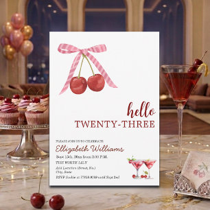 Invitation Bonjour Vingt-Trois Fête d'Anniversaire Cherry Mar