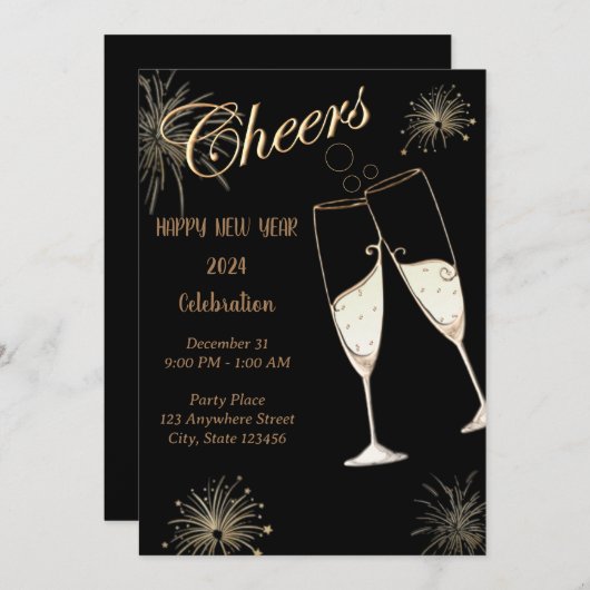 Invitation Bonne année (Devant / Derrière)