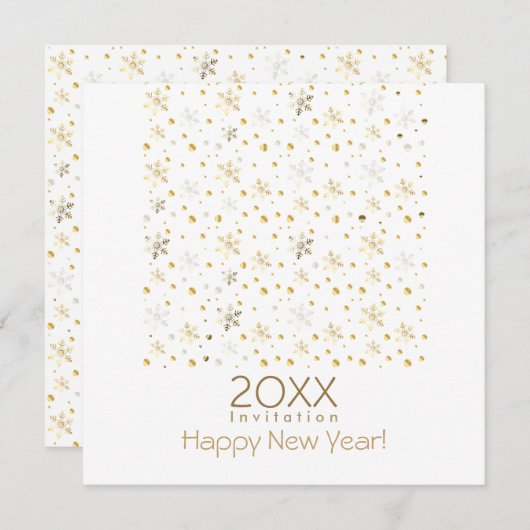 Invitation Bonne année 20XX & Décoration de Noël Or (Devant / Derrière)