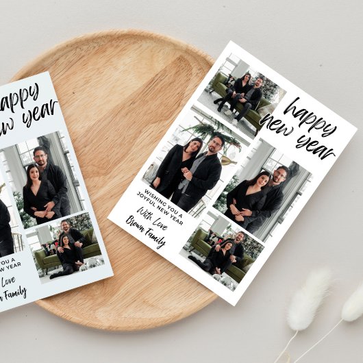 Invitation Bonne année 4 Collage Multi Photo Holiday Card