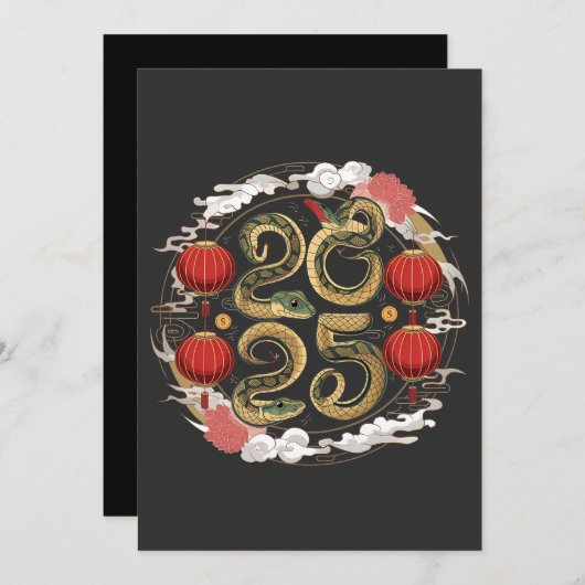 Invitation Bonne année chinoise 2025 Culture des serpents (Devant / Derrière)