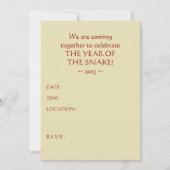 Invitation bonne année chinoise : année du serpent (Dos)
