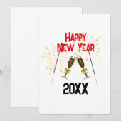 Invitation - Bonne année - Custom Ajouter l'année  (Devant / Derrière)