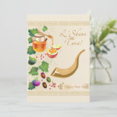 Invitation Bonne année juive Rosh Hashanah Pomme et Miel (Debout devant)