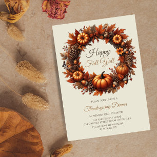 Invitation Bonne Automne Y'all Thanksgiving Automne Wreath