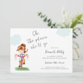 Invitation Bonne Chance Fille qui fait du vélo Fête d'adieu (Debout devant)