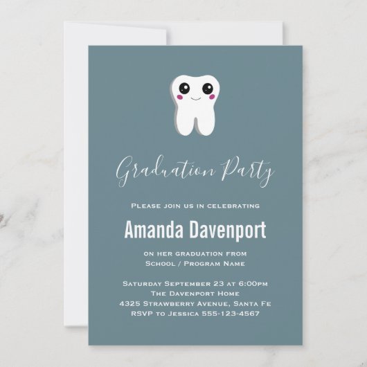 Invitation Bonne dent dentaire souriante mignonne Graduation (Devant)