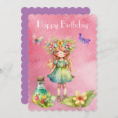 Invitation Bonne fée d'anniversaire (Devant / Derrière)