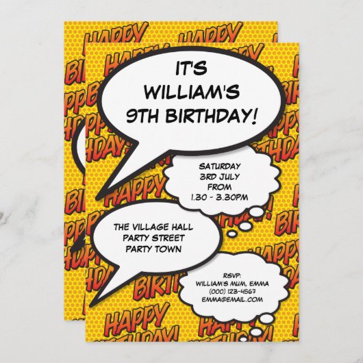 Invitation Bonne fête d'anniversaire amusant Comique moderne (Devant / Derrière)