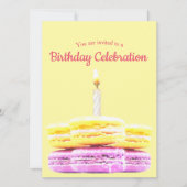 Invitation Bonne fête d'anniversaire Macaron Cookie Custom (Devant)