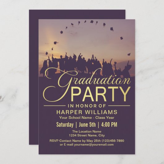 Invitation Bonne fête de Graduation Grads (Devant / Derrière)