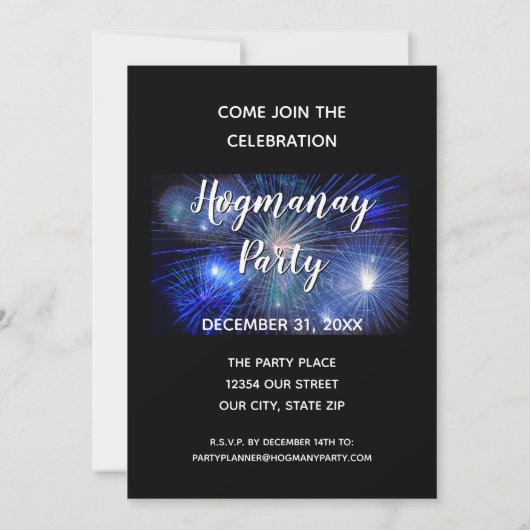 Invitation Bonne fête de Hogmanay feux d'artifice Nouvel An (Dos)