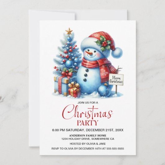 Invitation Bonne fête de Noël de Snowman (Devant)