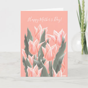 Invitation Bonne fête des mères ! Fleurs de tulipes de Pêche