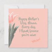 Invitation Bonne fête des mères ! Fleurs de tulipes de pêche  (Dos)