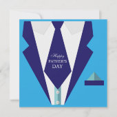 Invitation Bonne Fête des pères Blue Suit Cravate Famille Bru (Devant)