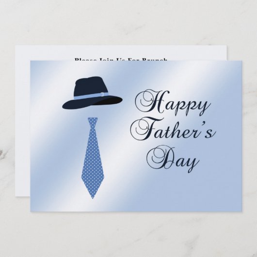 Invitation Bonne Fête des pères Casquette Blue Dot Cravate Fa (Devant / Derrière)