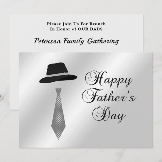 Invitation Bonne Fête des pères Casquette Grey Dot Cravate Fa (Devant / Derrière)