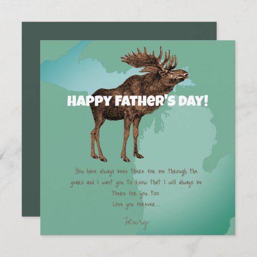 Invitation Bonne Fête des pères Michigan Moose (Devant / Derrière)