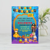 Invitation Bonne fête d'Halloween Costume enfants fête (Debout devant)