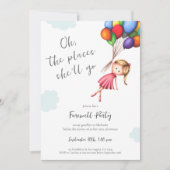 Invitation Bonne fille de chance avec ballons Adieu (Devant)
