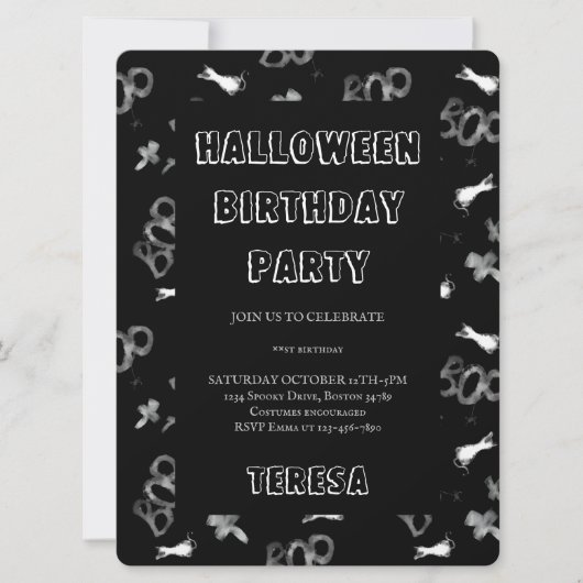 Invitation Bonne Halloween Costume Anniversaire Fête Invitati (Devant)