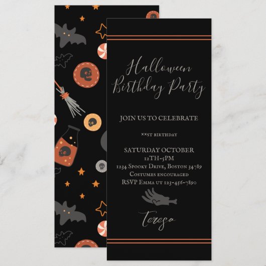 Invitation Bonne Halloween Costume Anniversaire Fête Invitati (Devant / Derrière)