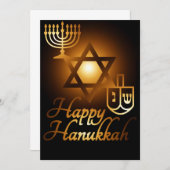 Invitation Bonne Hanoukka star de David menorah dreidel (Devant / Derrière)