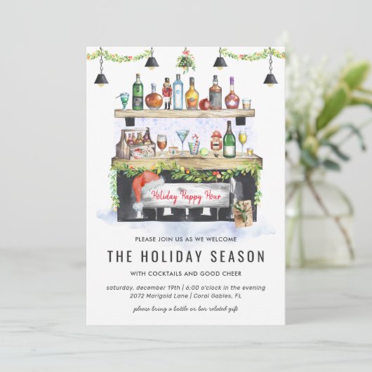Invitation Bonne heure de vacances | Cocktail de Noël (Debout devant)