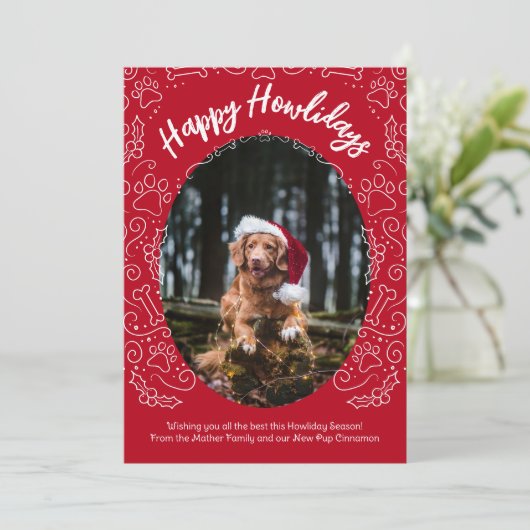 Invitation Bonne Howlidays Chig Pet Christmas Card (Debout devant)
