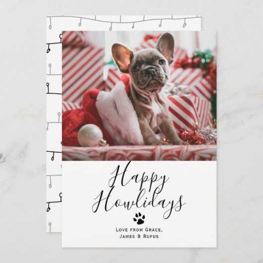 Invitation Bonne Howlidays Pet Dog Christmas Card (Devant / Derrière)