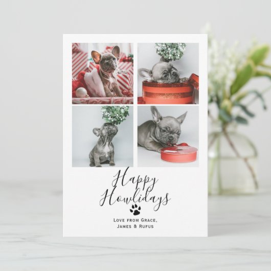Invitation Bonne Howlidays Pet Dog Christmas Card (Debout devant)