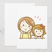Invitation Bonne mère et fille, caricature mignonne (Devant / Derrière)