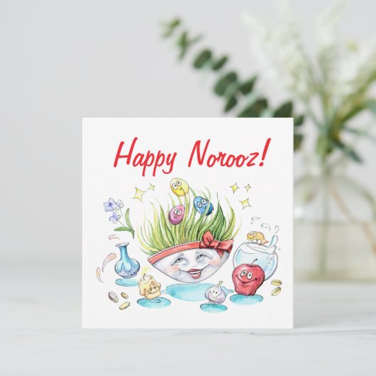 Invitation Bonne Norooz Haft Sin drôle table (Debout devant)