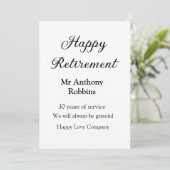 Invitation Bonne retraite ajouter le nom années de service à  (Debout devant)